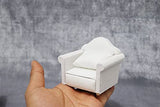 1:12 Scale Sofa Dollhouse Furniture Miniature Couch Fabric Sofa with Pillows for Living Room Desktop Decoration Mini Scene Accessories Ornament Pretend Play (Single Sofa, White)