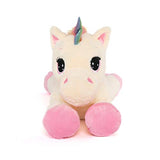 DOLDOA 23.5 inch Cute Beige Giant Stuffed Unicorn Pillow Plush Animals Unicorn Toy Gift for Girls Kids