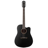 Donner DAG-1CB Black Beginner Acoustic Guitar Full Size, 41" Cutaway Guitar Bundle with Gig Bag Tuner Capo Picks Strap String