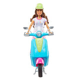 Barbie Travel Playset with Fashionistas Travel Doll (11.5 in Brunette) and Scooter, Pet Puppy, Stickers & Travel Accessories, Gift for 3 to 7 Year Olds