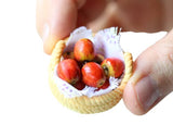 Apples Fruits 1:12 Miniature Food For Dolls, Dollhouse 8 Pcs in the Basket