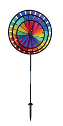 In the Breeze Best Selling Rainbow Triple Wheel Spinner- Ground Stake Included - Colorful Wind Spinner for your Yard and Garden