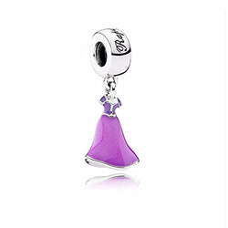 925 Sterling Silver Rapunzel's Dress with Lilac & Magenta Enamel l Charm Bead Fit European Charms