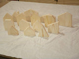 15 piece unfinished wooden house shapes, wooden house, wooden block house, wooden house set,