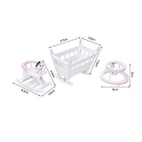 iLAZ 1:12 Scale Dollhouse Furniture Miniature Nursery Furniture (3 Pcs) - Crib, Rocking Horse, Baby Learning Walker for Doll House, Accessory Kids Pretend Toy, Creative Birthday Handcraft Gift