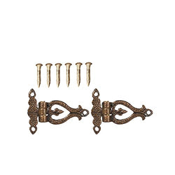 Melody Jane Dollhouse Small Ornate T Hinges Antique Gold Miniature DIY Fittings Hardware