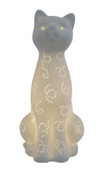 Simple Designs LT3056-WHT White Porcelain Animal Shaped Table Lamp, Kitty Cat