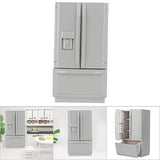 GOTOTOP 1:12 Wooden Refrigerator Model for Dollhouse Miniature Furniture Mini Kitchen Accessories Toys Life Scene Ornament Birthday Christmas Kids Gift(Grey)