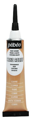 Pebeo Vitrail Stained Glass Effect Cerne Relief 20-Milliliter Tube with Nozzle , Copper