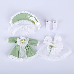 1 / 12bjd Doll Clothes Cute Lolita Lace Dress Headwear Socks Set for Ob11,Molly, Gsc,Doll Accessories (Green)