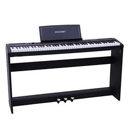 Souidmy S110 Digital Piano for Beginner,88-Key Full-Size Semi-Weighted Keyboard,with Furniture Stand and 3-Pedal Unit