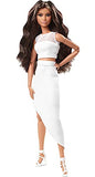 Barbie Signature Looks Doll (Brunette Wavy Hair) Fully Posable Fashion Doll Wearing White Skirt for Collectors