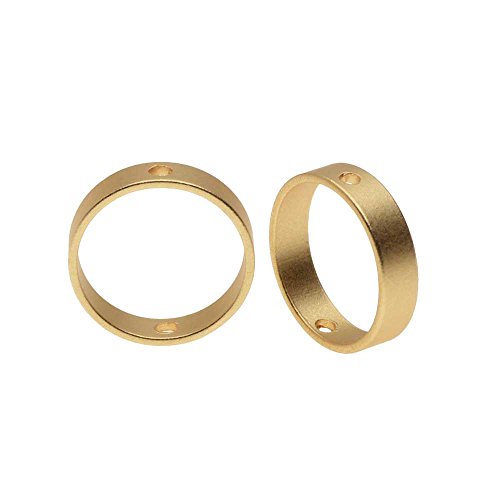 Open Bead Frame, Circle with Drilled Through Hole 10mm, 4 Pieces, Matte Gold Tone