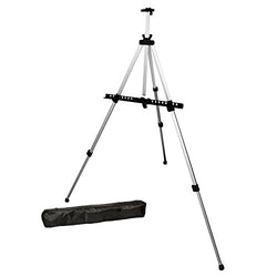 US Art Supply Silver Pismo 65 inch Tall Lightweight Aluminum Field Floor and Table Easel with Bag