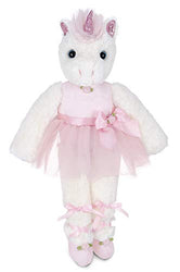 Bearington Dreamer White Plush Stuffed Animal Ballerina Unicorn in Pink Ballet Outfit, 14 Inches