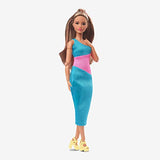 Barbie Looks Doll, Brunette, Color Block One-Shoulder Midi Dress, Style and Pose, Fashion Collectibles, Barbie Signature Looks