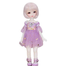 YNSW BJD Doll, Cute Doll in Purple Dress 1/6 12 Inch 30 cm Jointed Dolls Body Clothes Shoes and Wig Included There are Also