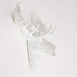 White Faux Taxidermy Modern Moose Home Decor 'The Edmonton' Hand-Painted Country Chic Moose Head & Antlers, Modern Farmhouse Wall Decor - Contemporary Rustic Art