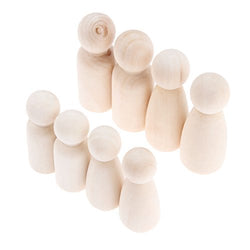 16 Pcs People Shapes, Male&Female Decorative Wooden Doll People, Unfinished Wooden Peg Doll Bodies,