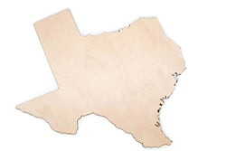 Gocutouts Texas 12" State Cutout Unfinished Wood/Wooden Baltic Birch 1/4 Cutout DIY Home Decor