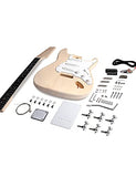 Fistrock DIY Electric Guitar Kit Strat Style Beginner Kits 6 String Right Handed with Basswood Body Maple Neck Poplar Laminated Fingerboard Chrome Hardware Build Your Own Guitar.