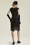 BABEYOND 1920s Flapper Dresses 20s Great Gatsby Dress 1920s Beaded Embellished Fringed Dress, Large, Black