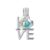 10pcs Silver Love Heart Pearl Beads Cage Locket Pendants Jewelry Making-for Oyster Pearls,