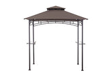 Sunjoy L-GG001PST-F 8' X 5' Soft Top Brown Double Tiered Canopy Grill Gazebo With 4Pcs Led Gazebo Grill,
