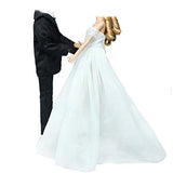 BJDBUS Wedding Set White Dress Bridal Veil and Groom Formal Suit Outfit for Boys Girl 11.5 in. Doll Clothes