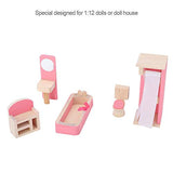 Diydeg Dollhouse Furniture Set, Wooden Dollhouse Furniture Dollhouse Furniture, Wooden Dollhouse Furniture Set for 1:12 Doll(Restroom)