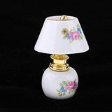 1:12 Scale Dollhouse Porcelain Desk Lamp with Lampshade, Doll House Furnishings Toy - B, as described