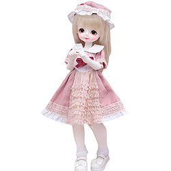 1/6 BJD Doll 14-15 Ball Jointed Doll DIY Toys with Full Set Clothes Shoes Wig Makeup, Rotatable Joints Lifelike with Brown Wig Pink Dress Nice