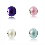 RUBYCA Mix Pearl Imitation Murano Glass Beads European Charm Bracelet Spacer Silver Color 50pcs DIY