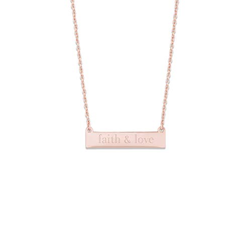 Things Remembered Personalized Rose Gold Bar Necklace with Engraving Included