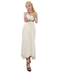 miccostumes Women's Wild Breath Princess Strapless Empire Chiffon Dress Cosplay Costume (Small) Cream White
