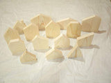 15 piece unfinished wooden house shapes, wooden house, wooden block house, wooden house set,