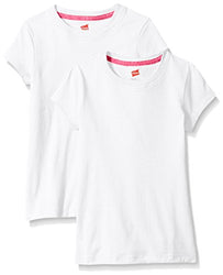 Hanes Little Girls' Jersey Cotton Tee (Pack of 2), White, X-Large