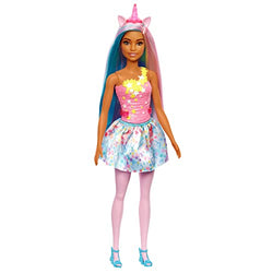 Barbie Dreamtopia Unicorn Doll (Blue & Pink Hair), with Skirt, Removable Unicorn Tail & Headband, Toy for Kids Ages 3 Years Old and Up