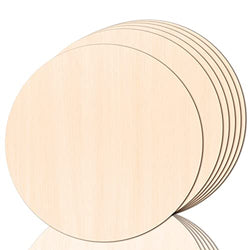 JOICEE 6PACK Wood Circles for Crafts，14 Inch Unfinished Wood Rounds Discs for Door Hanger Sign Blank, DIY Wooden Discs for Crafts Painting and Christmas Halloween Decoration