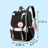 Backpacks For Teen Girls With USB Port,black cute backpack Can Hold 15.6in Notebook,Tablets.Girls Backpack Can Be Used As Gift for Students Or Friends(Black+Pink)