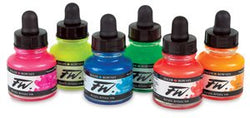 Daler-Rowney FW Fluorescent Acrylic Ink, Set of 6 Neon Colors (160329006)
