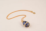 Blue Fabrege Egg Styled Pendant Necklace Special Gift for Her