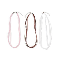 Bulk Buy: Darice DIY Crafts Ribbon Necklace Cord Brown, White, Pink 18 inch (3-Pack) 1993-98