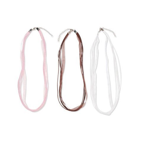 Bulk Buy: Darice DIY Crafts Ribbon Necklace Cord Brown, White, Pink 18 inch (3-Pack) 1993-98