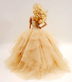Cora Gu Classic Off Shoulder Golden Silky Dress/Wedding Gowns Fit for 12" Fashion Doll [Doll's not Included]