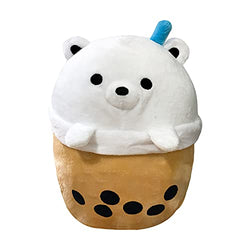 MDXMY 7.8 Inch Polar Bear Boba Plush Toy Stuffed Animals Brown Bubble Pearl Milk Tea Pillow Home Soft Hug Gifts (Boba Bear, 7.8 inches)