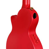 Enya Concert Ukulele AcousticPlus Nova U/RD EQ 23” Cutaway Carbon Fiber Beginner Travel Ukulele Kit with Case, Strap, Capo, Strings (Red)