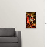 The Archangel Michael Defeating Satan Canvas Wall Art Print, 16"x24"x1.25"