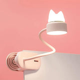 Cute Kids Night Light for Reading in Bed Kawaii clamp Light lamp USB Rechargeable Book Light for Reading in Bed at Night Cute cat lamp Birthday Gifts for Teen Girls Readers Book Lovers (Pink)
