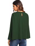 Romwe Women's Elegant Cape Cloak Sleeve Round Neck Party Top Blouse Green X-Large